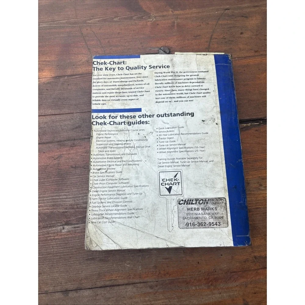 VTG 1990 Chek-Chart Car Care Guide Service Specs Chilton Manual
